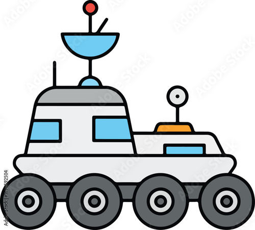 Modern Style Detailed Lunar Rover Exploration Vehicle Transportation Illustration