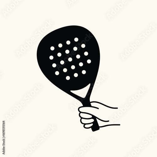 Hand holding padel racket icon