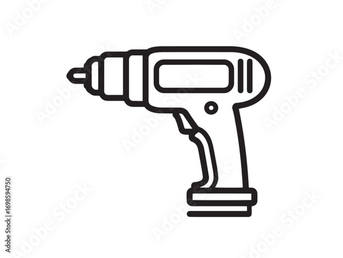Industrial Impact Wrench Tool Icon in Clean Vector Line Art Style