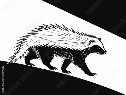 Badger Vector Illustration – Wild Animal Silhouette for Nature and Wildlife Art