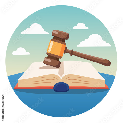 Symbolic representation of legal proceedings and judicial authority resting on knowledge