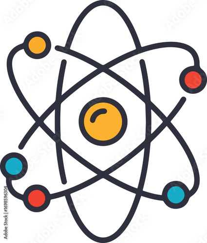Simple Line Art Science Atom Structure Model Education Symbol