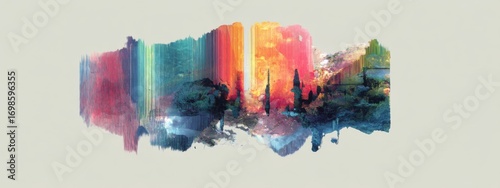 Wallpaper Mural Glitch Art Blended with Watercolor Textures for Abstract Backgrounds and Creative Designs Torontodigital.ca