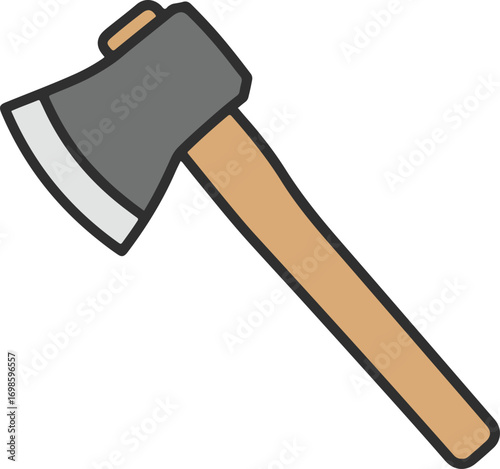 Simple Line Art Style Axe Equipment for Woodworking Tool Illustration
