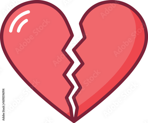 Flat Design Broken Heart Symbol Romantic Separation Love Problem Icon