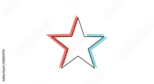 Free Download A stylized star outline with a red and blue offset shadow effect, isolated on a white background. - GFXLoad