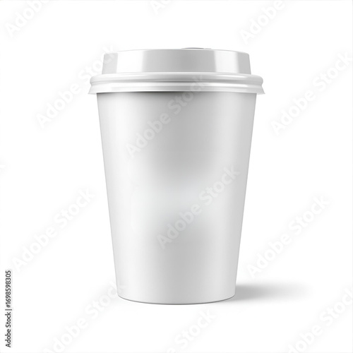 Coffee cup packaging mockup with blank design space. Realistic disposable paper cup template for branding, logo presentation, café identity, and packaging design.