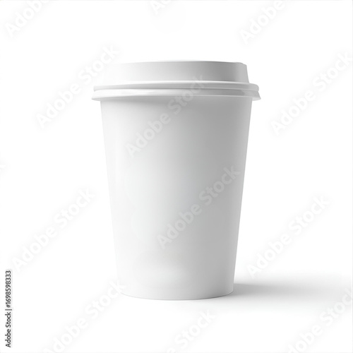 Coffee cup packaging mockup with blank design space. Realistic disposable paper cup template for branding, logo presentation, café identity, and packaging design.