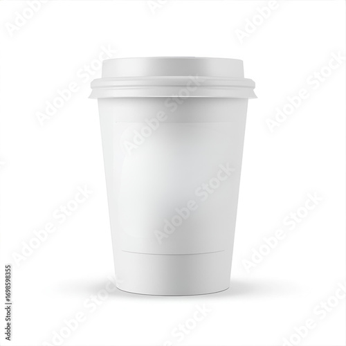 Coffee cup packaging mockup with blank design space. Realistic disposable paper cup template for branding, logo presentation, café identity, and packaging design.