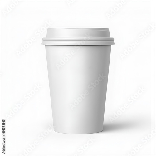 Coffee cup packaging mockup with blank design space. Realistic disposable paper cup template for branding, logo presentation, café identity, and packaging design.