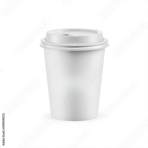 Coffee cup packaging mockup with blank design space. Realistic disposable paper cup template for branding, logo presentation, café identity, and packaging design.