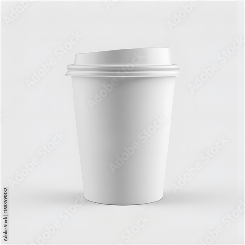 Coffee cup packaging mockup with blank design space. Realistic disposable paper cup template for branding, logo presentation, café identity, and packaging design.