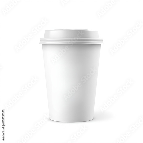 Coffee cup packaging mockup with blank design space. Realistic disposable paper cup template for branding, logo presentation, café identity, and packaging design.