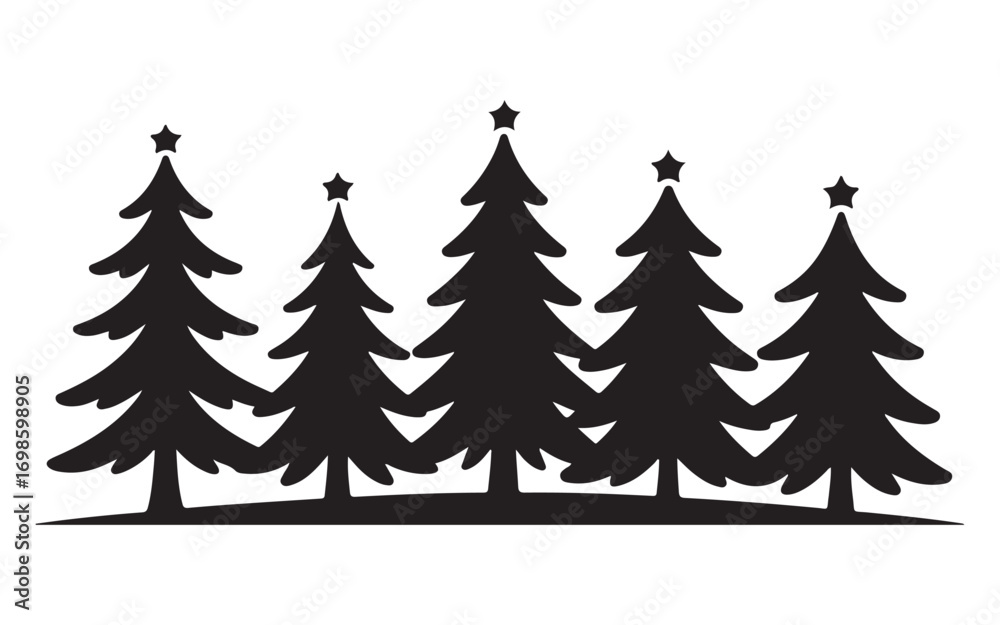 Obraz premium Set of Christmas Tree Pictogram Icons Silhouette Vector Illustration for Holiday Decoration
