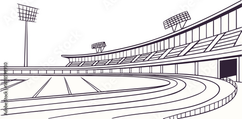 Detailed sketch of a large modern sports stadium