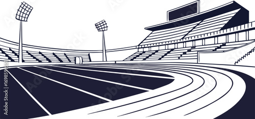 Detailed sketch of a large modern sports stadium