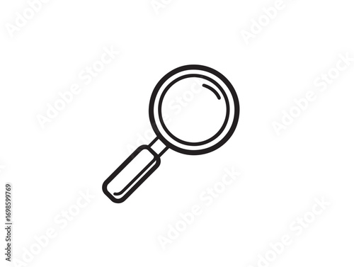 Clean inspection mirror icon elegant modern technical illustration