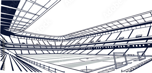 Football stadium interior with seating and field