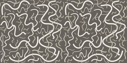  Vector background, seamless pattern. Various curls, spirals, hand-drawn figures. Abstract  wallpaper, wrapping paper, textile, scrapbooking.