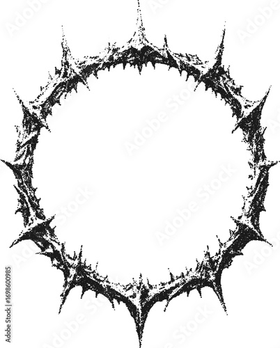Vector Grunge Thorn Frames and Spiky Borders with Stipple Texture