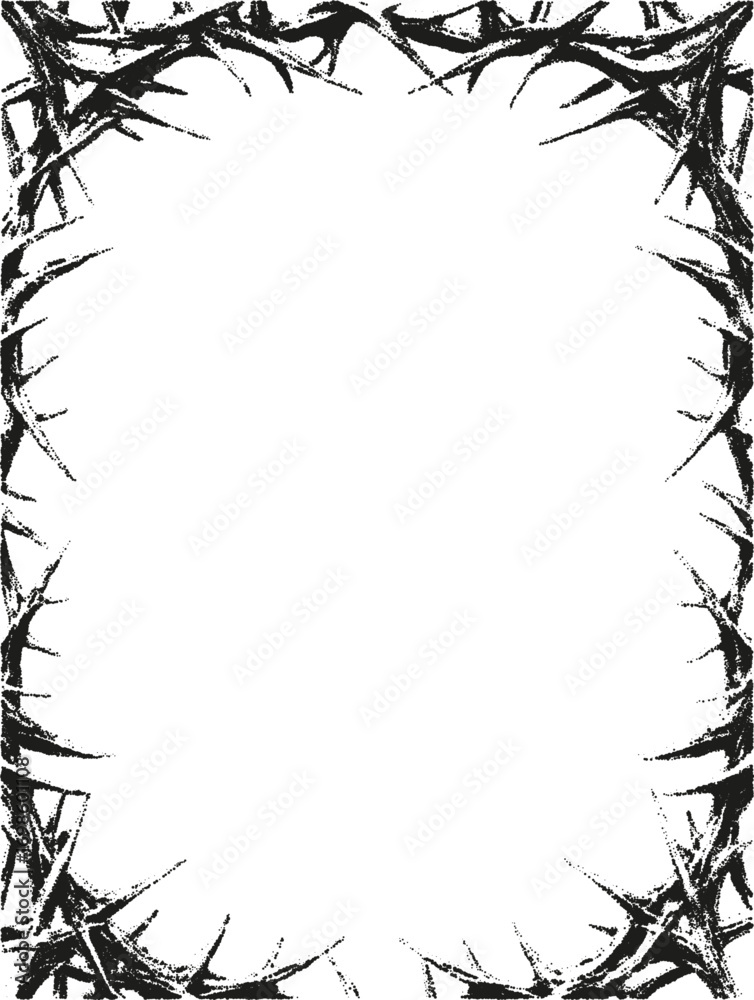 Fototapeta premium Vector Grunge Thorn Frames and Spiky Borders with Stipple Texture