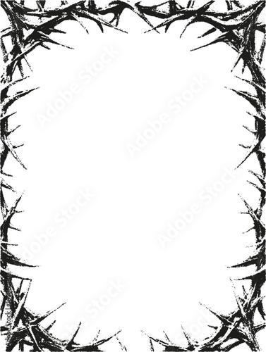Vector Grunge Thorn Frames and Spiky Borders with Stipple Texture