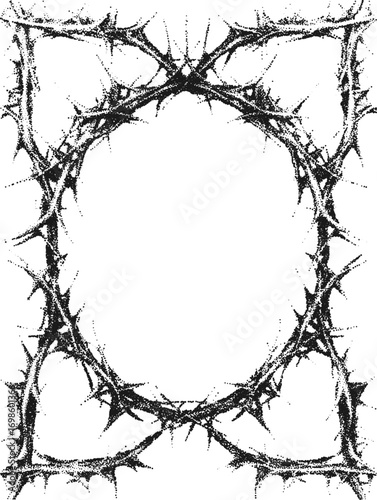 Vector Grunge Thorn Frames and Spiky Borders with Stipple Texture