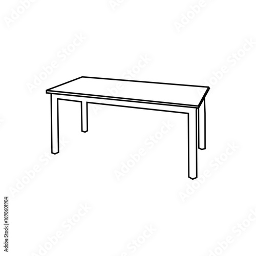 A clean, minimalist line drawing of a rectangular table.