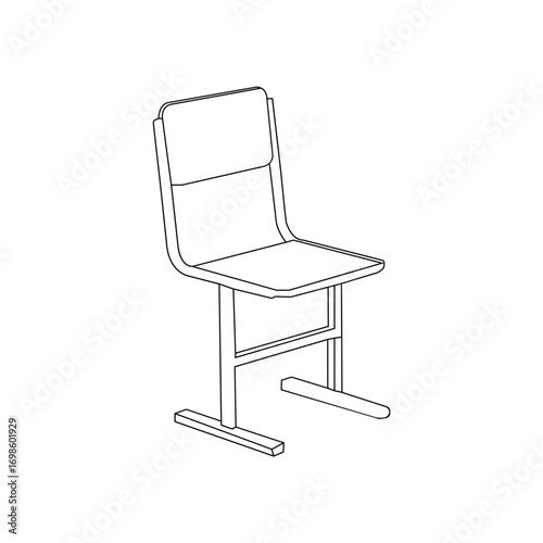 Clean line drawing of a simple, modern chair.