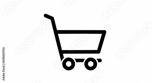 Vector art of simple black icon of a shopping cart with wheels