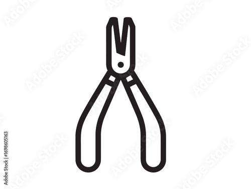 Minimalist elegant needle nose pliers outline vector art