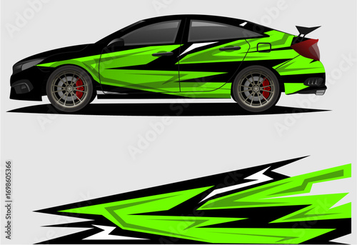 Sport car racing wrap design. vector design aa2.eps