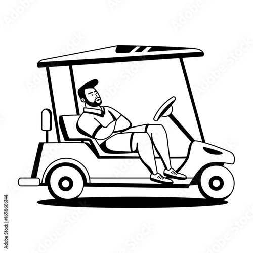 Senior golfer player, glyph style illustration 
