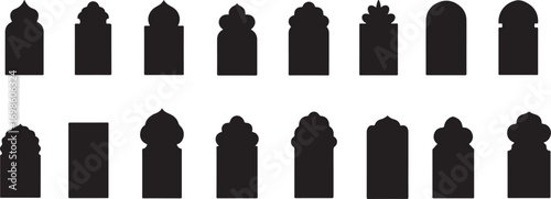 Islamic door and window vector collection. mosque gates and window frame. Perfect for Eid, Ramadan, Diwali, and festive invitations.