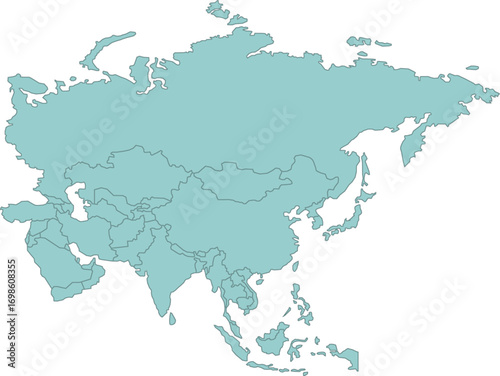 Asian Continent Vector Layout for Presentations