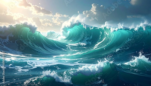 Ocean waves at sunrise (4)