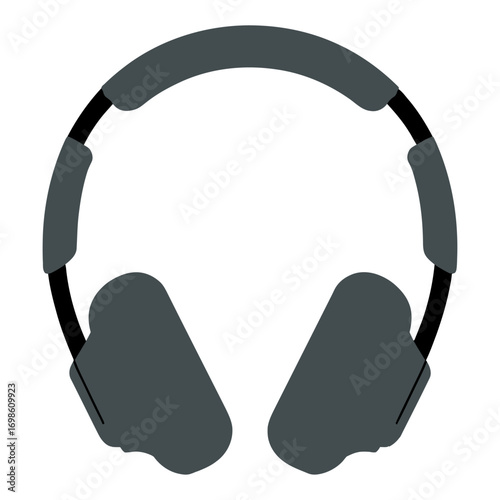 Modern gray over-ear headphones icon for music listening and audio enjoyment