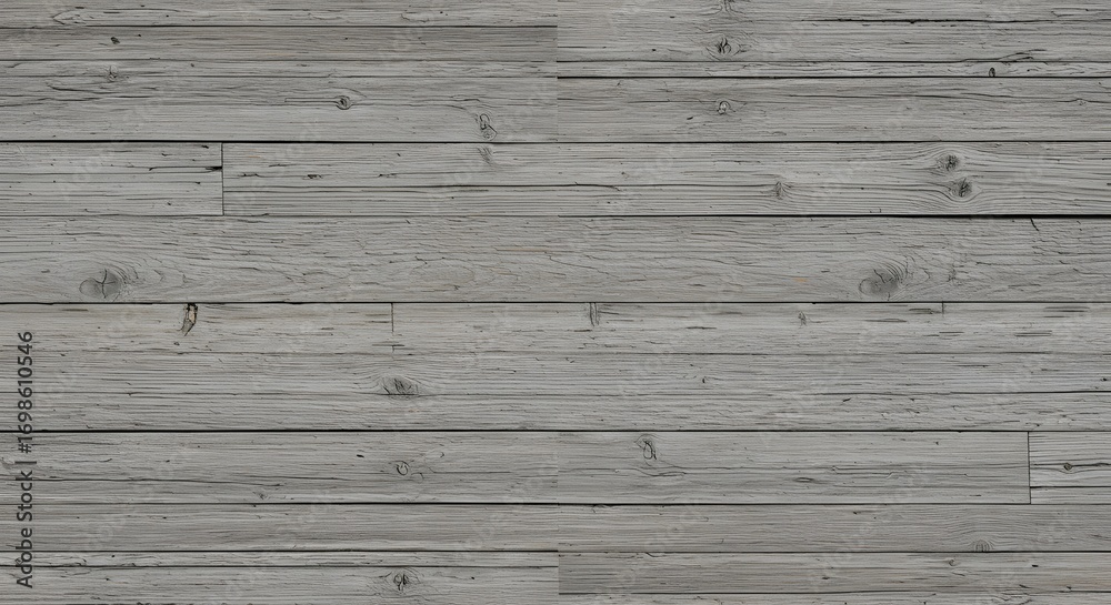Obraz premium A full frame shot showcasing a weathered gray wooden plank surface with visible grain and texture details