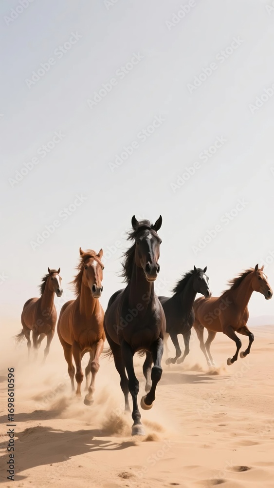 Fototapeta premium Horses running in desert