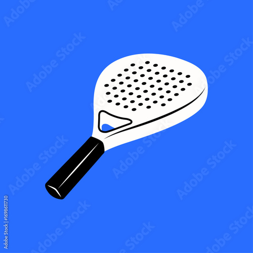 Minimal padel racket on blue background
