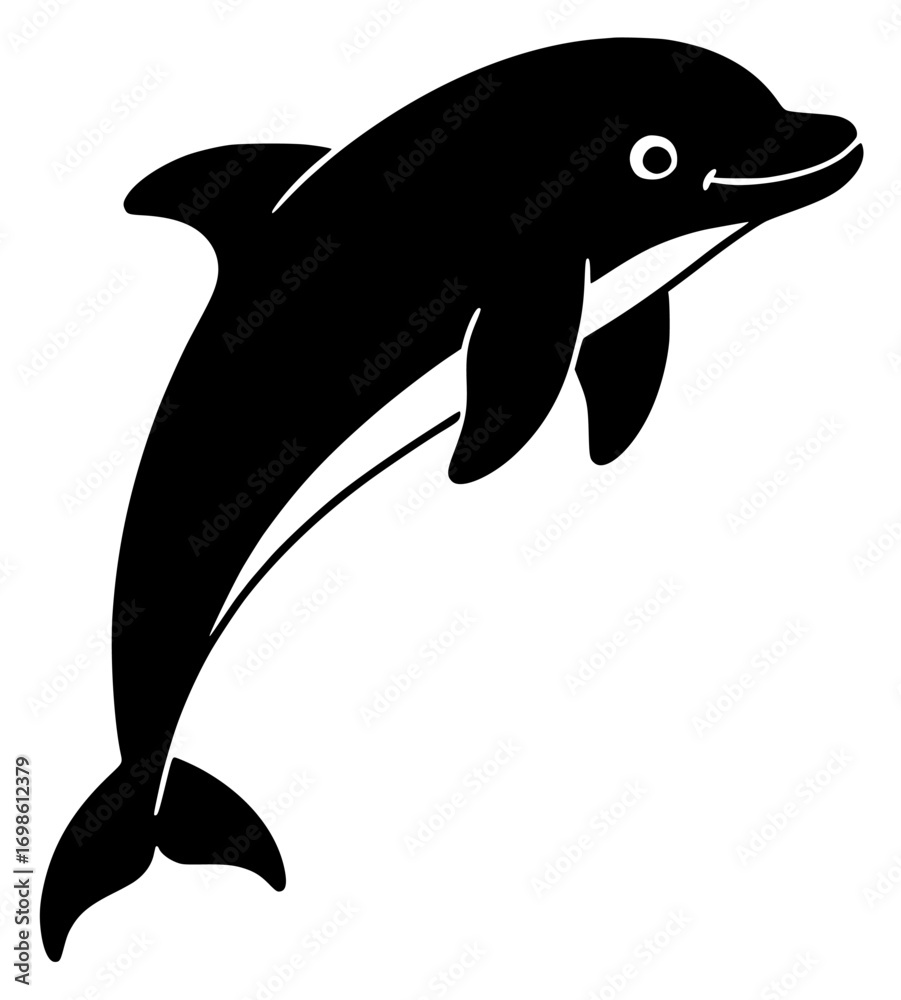 Obraz premium Black and White Dolphin Silhouette Jumping