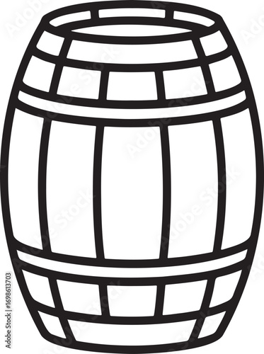 Wooden barrel Outline vector illustration isolated On Transparent Background