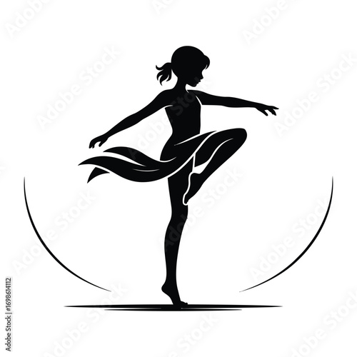 Elegant Silhouette of a Ballerina in Mid-Dance with Graceful Lines