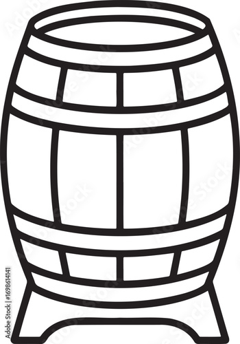Wooden barrel Outline vector illustration isolated On Transparent Background