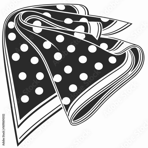 Folded black and white polka dot pocket square