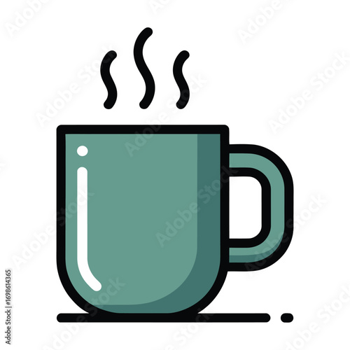 Steaming coffee cup icon for morning brews and cozy moments simple design