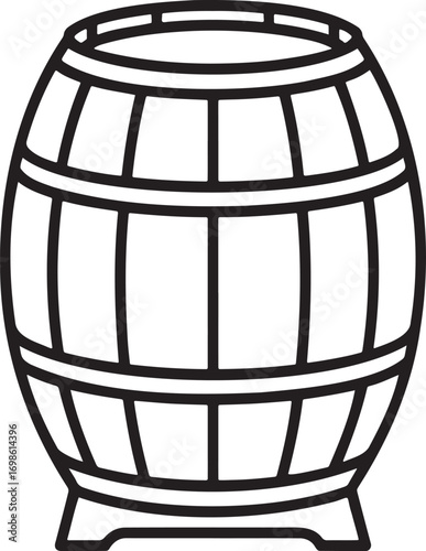 Wooden barrel Outline vector illustration isolated On Transparent Background