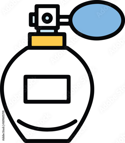 Simple Outline Cute Perfume Bottle Fashion Illustration with Sprayer