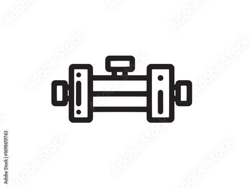 Pneumatic Cylinder Icon in Professional Industrial Clean Minimal Vector Design
