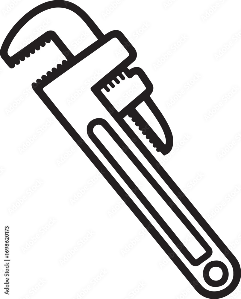 Fototapeta premium Wrench Outline vector illustration isolated On Transparent Background